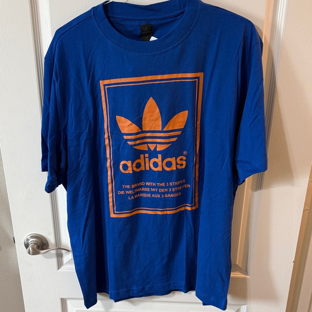 Adidas Royal Blue Tee with Bold Orange Logo
